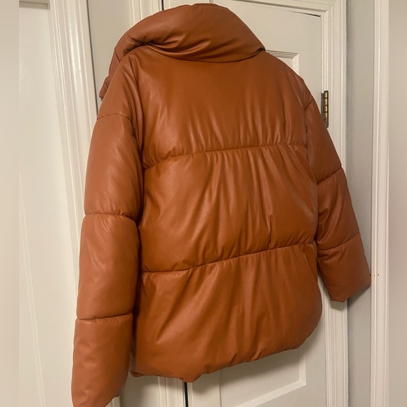NVLT Vegan Leather Puffer Coat - Picture 3 of 5